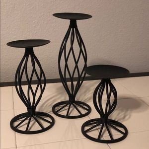 Black Iron Candlestick Holders (Set of 3)